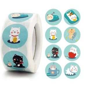 NWT Roll of Cat Kitten Stickers 500 pcs